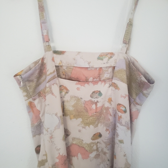 Urban Outfitters Pink Satin Mini Dress Sundress Medium Spring Summer Floral M - Picture 3 of 9